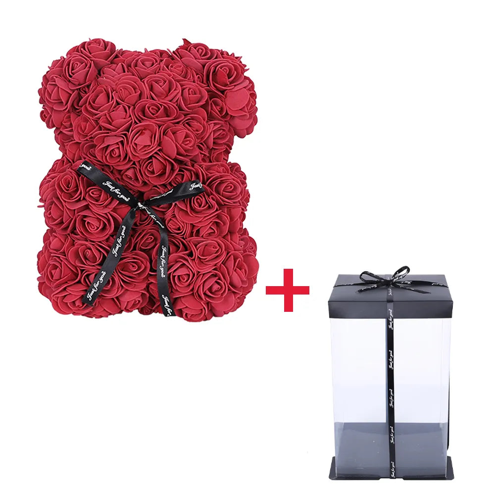 Buquê de Flores Formato de Urso 25 cm - Box Inclusa